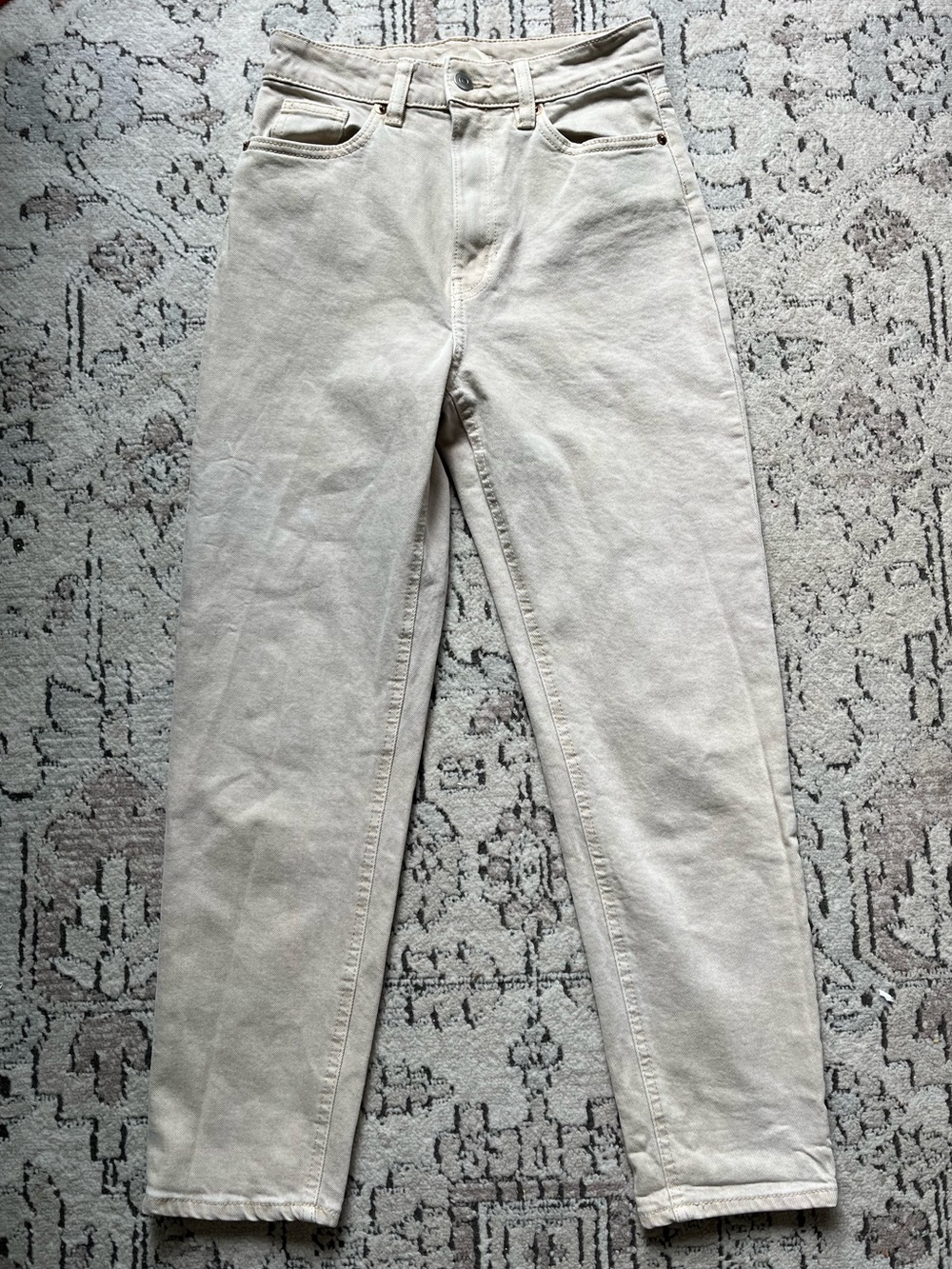 H&M Light Beige High Waist Straight Leg Denim Jeans Size 4